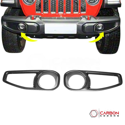 Jeep Gladiator JT & Wrangler JL Front Fog Light Frame Trim Cover – Real Dry Carbon Fiber (Glossy or Matte) 2020–Current