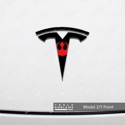 Rebel Alliance Tesla Emblem Decals (Front + Back) | Model 3