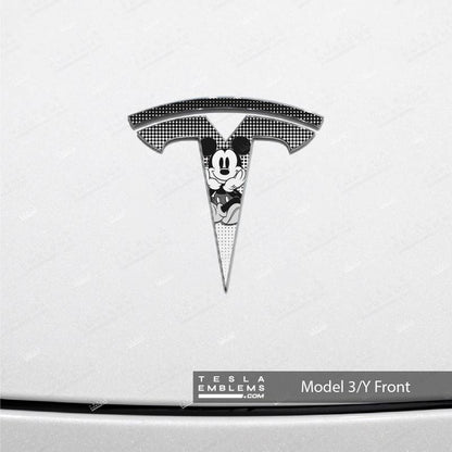 Retro Mickey Tesla Emblem Decals (Front + Back) | Model 3