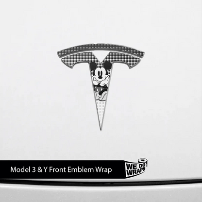 Retro Mouse Tesla Emblem Decals (Front + Back) | Model Y