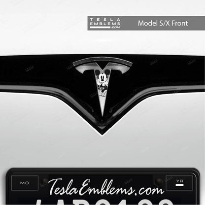 Retro Mickey Tesla Emblem Decals (Front + Back) | Model S