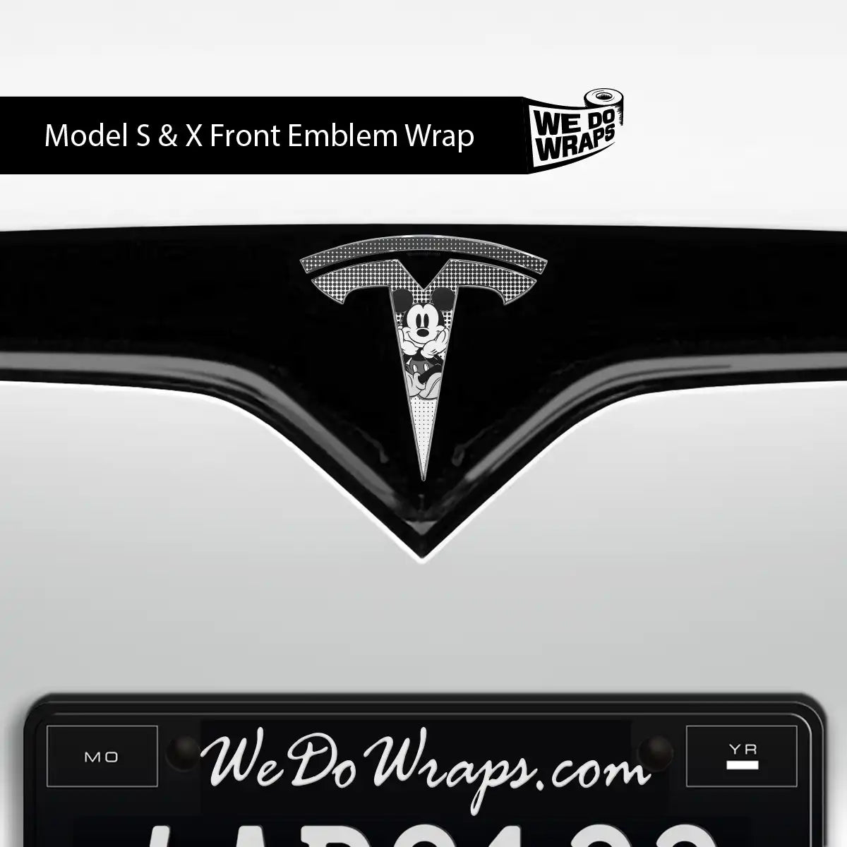 Retro Mouse Tesla Emblem Decals (Front + Back) | Model S
