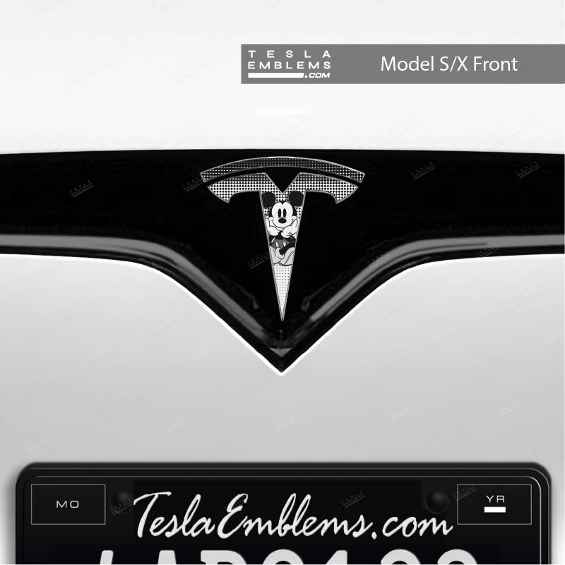 Retro Mickey Tesla Emblem Decals (Front + Back) | Model X