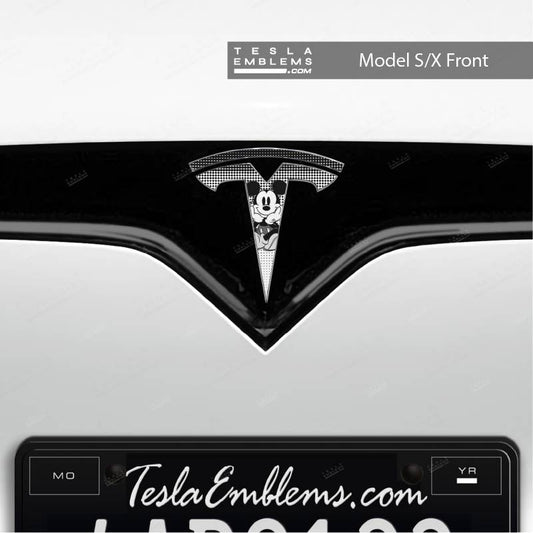 Retro Mickey Tesla Emblem Decals (Front + Back) | Model X