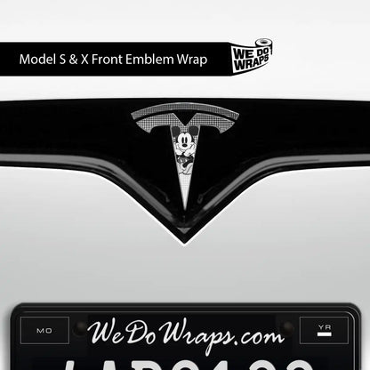 Retro Mouse Tesla Emblem Decals (Front + Back) | Model X
