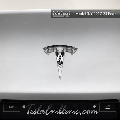 Retro Mickey Tesla Emblem Decals (Front + Back) | Model Y