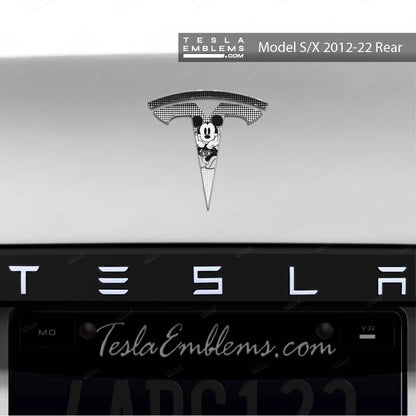 Retro Mickey Tesla Emblem Decals (Front + Back) | Model S