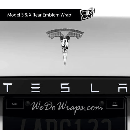 Retro Mouse Tesla Emblem Decals (Front + Back) | Model Y