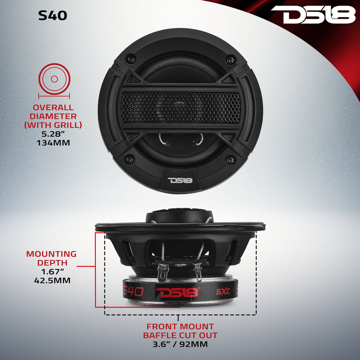 SELECT 4” 2-Way Coaxial Speaker with Grille | 40W RMS 4-Ohm