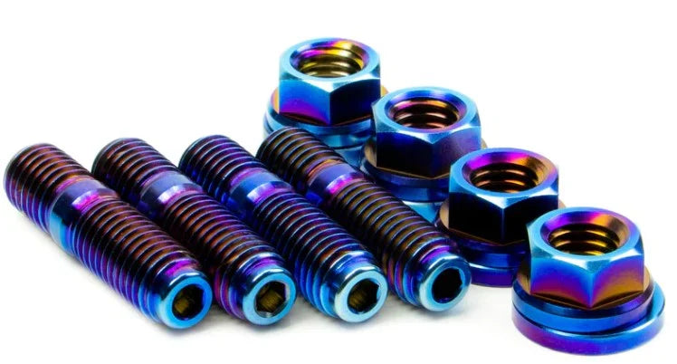 Titanium Turbo to Manifold Stud Kit M10x1.5, 6 Point Nuts, Burnt Color