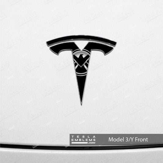S.H.I.E.L.D. Tesla Emblem Decals (Front + Back) | Model Y