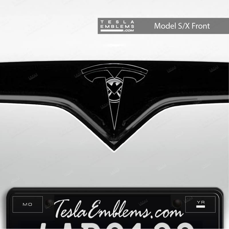 S.H.I.E.L.D. Tesla Emblem Decals (Front + Back) | Model X