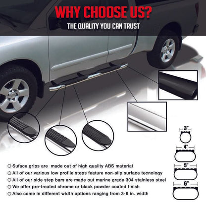 Fits 15-22 F150 Super Cab 4in Oval Black Curved Running Boards
