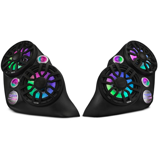 Polaris Slingshot Dual Front Fender 8” Loaded Speaker Pods with Digital LED Lighting