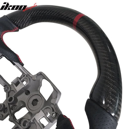 2015-2017 Mustang V4 Matte Steering Wheel Red Ring CF Real Leather