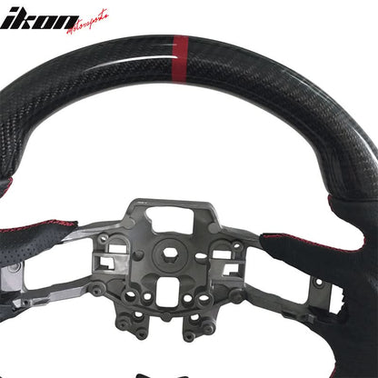 2015-2017 Mustang V4 Matte Steering Wheel Red Ring CF Real Leather