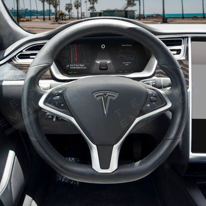 3M Matte Black Metallic Tesla Steering Wheel Wrap | Model X