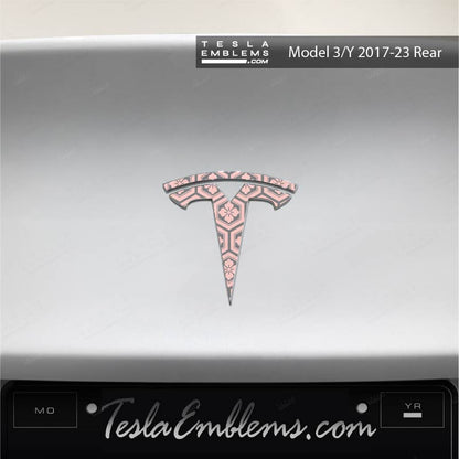 Sakura Hex Tesla Emblem Decals (Front + Back) | Model Y