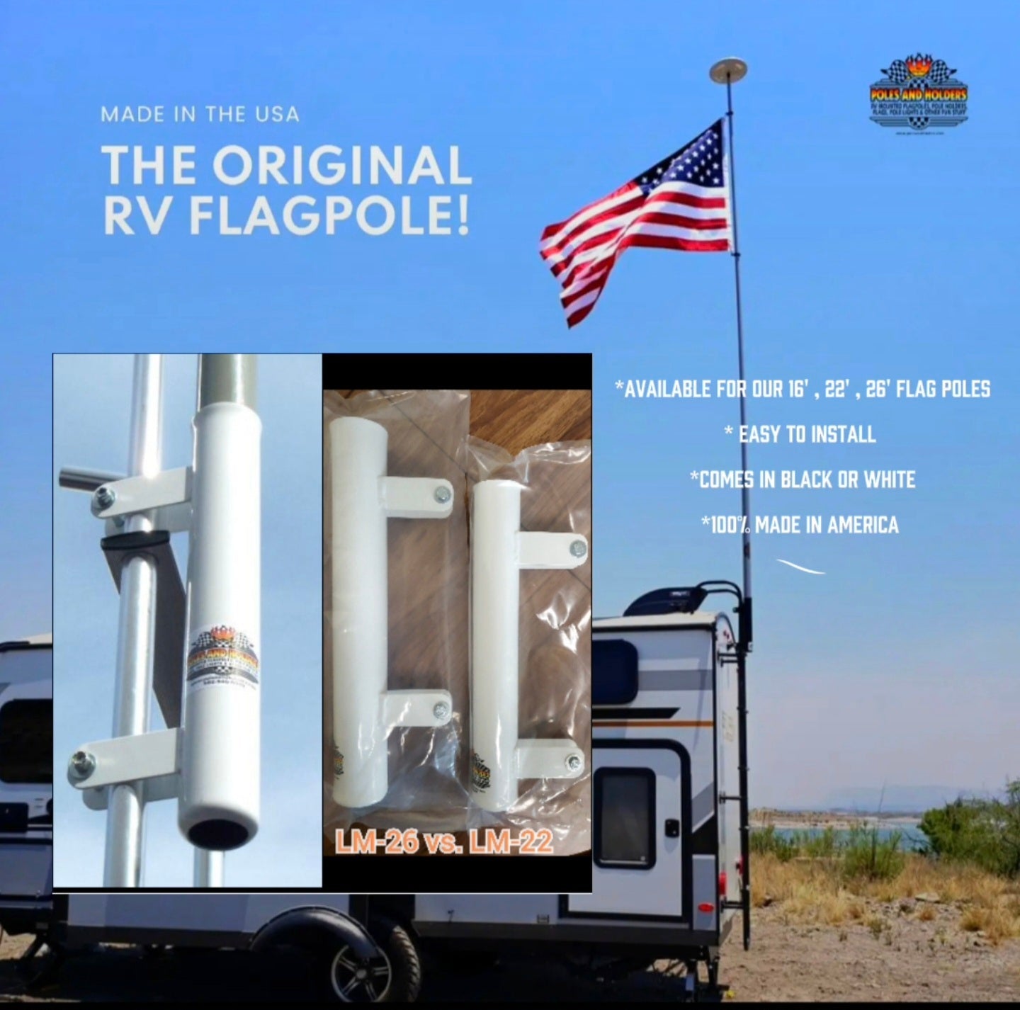 RV Flagpole Kit – Telescoping Pole + Ladder Mount | Poles and Holders