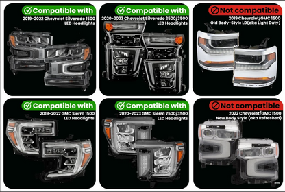 GMC & Chevrolet Silverado Plug-N-Play Harness For (2019-2022) 1500 and (2020-2023) HD Trucks For LED Headlights