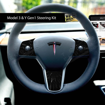 Side-by-Side Laser Sword Tesla Steering Wheel Wrap | MY 2019-'25