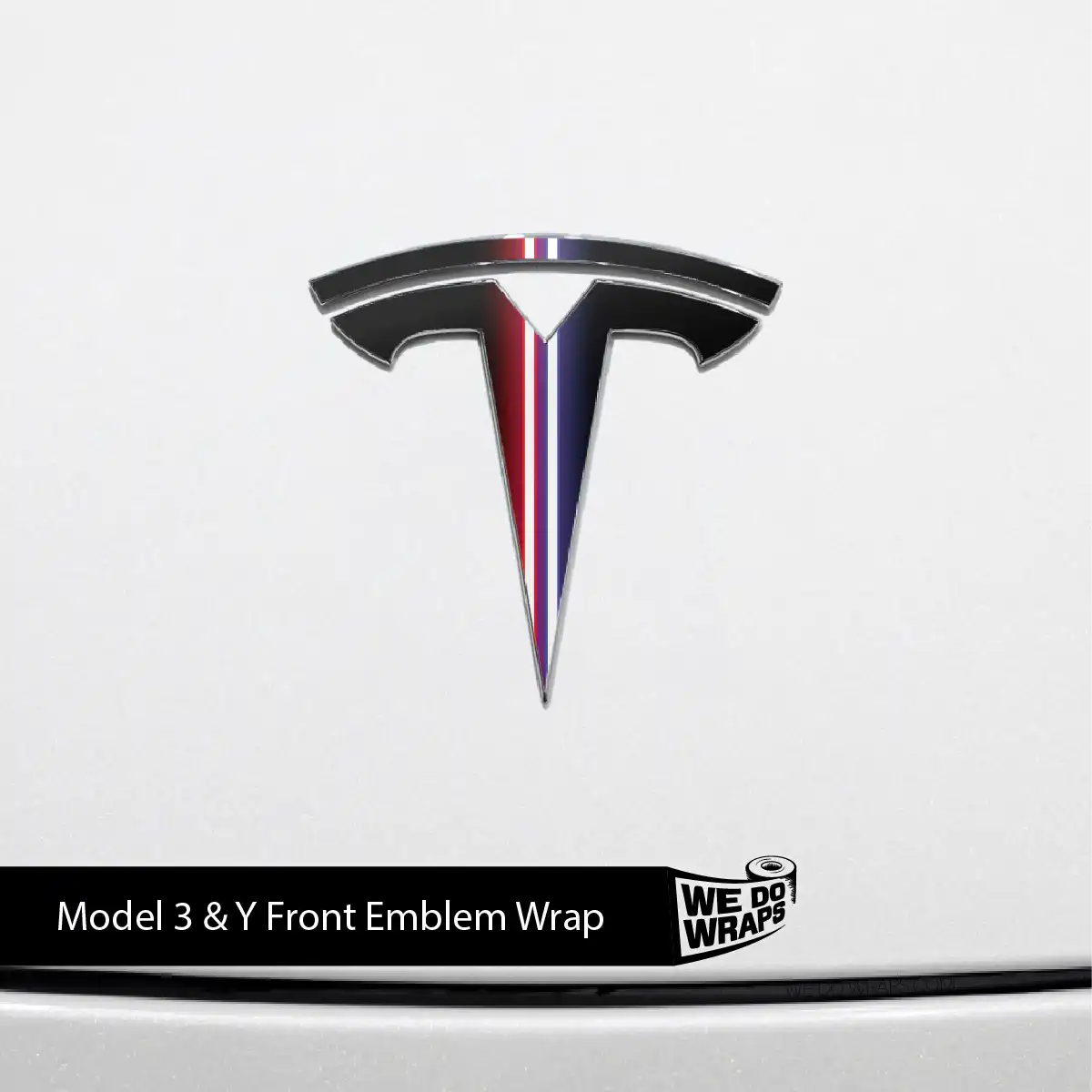 Side by Side Laser Sword Tesla Emblem Decals (Front + Back) | Model 3