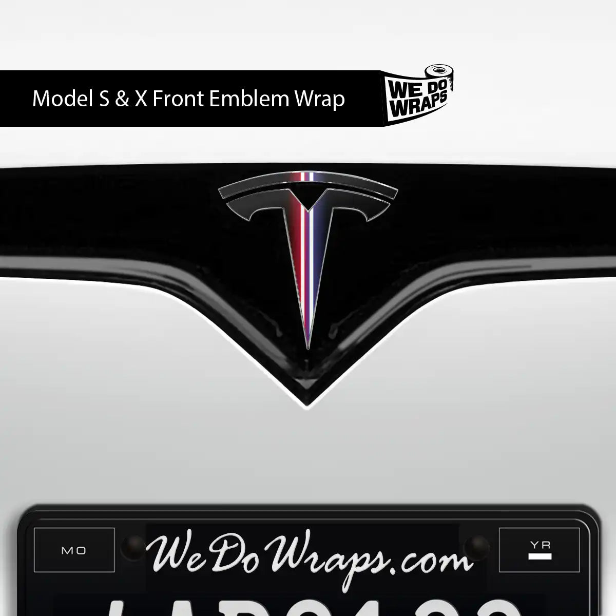 Side by Side Laser Sword Tesla Emblem Decals (Front + Back) | Model S