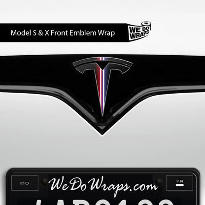 Side by Side Laser Sword Tesla Emblem Decals (Front + Back) | Model S