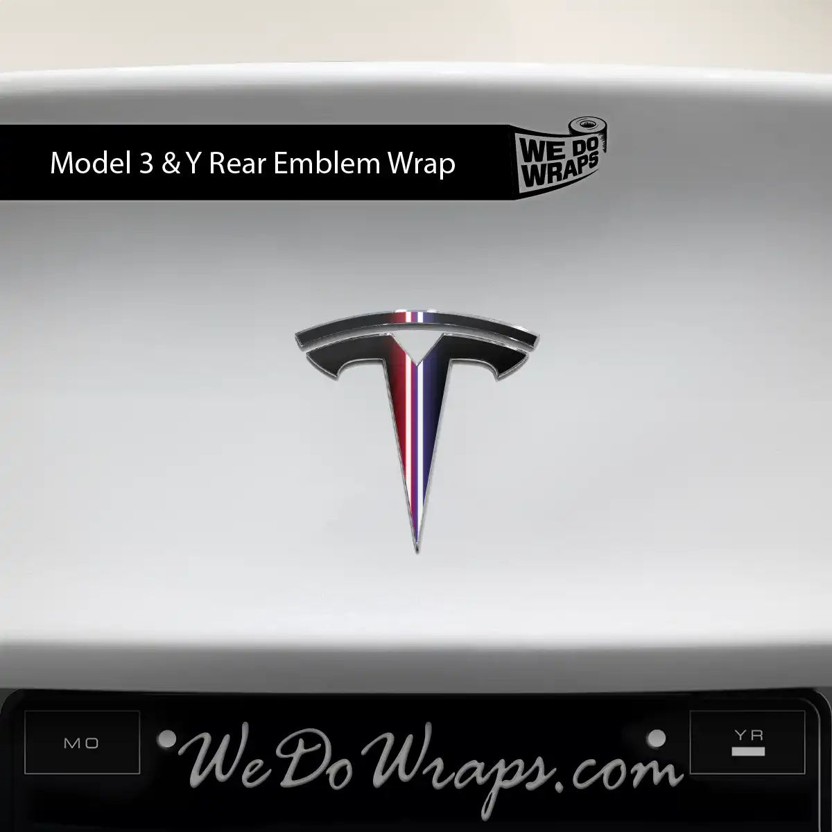 Side by Side Laser Sword Tesla Emblem Decals (Front + Back) | Model Y