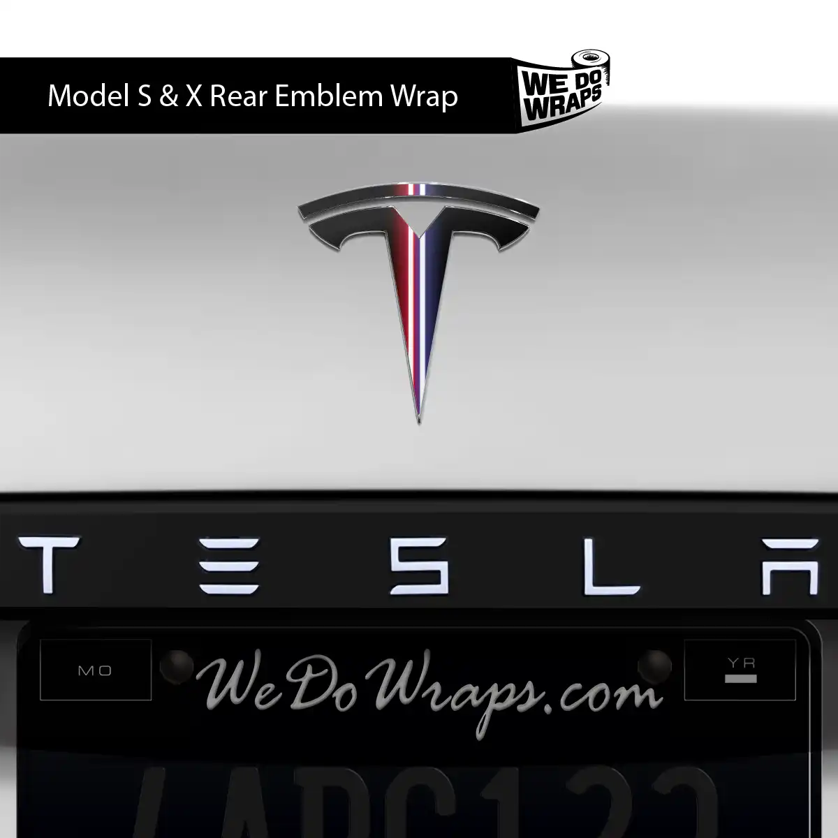 Side by Side Laser Sword Tesla Emblem Decals (Front + Back) | Model S