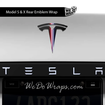 Side by Side Laser Sword Tesla Emblem Decals (Front + Back) | Model X
