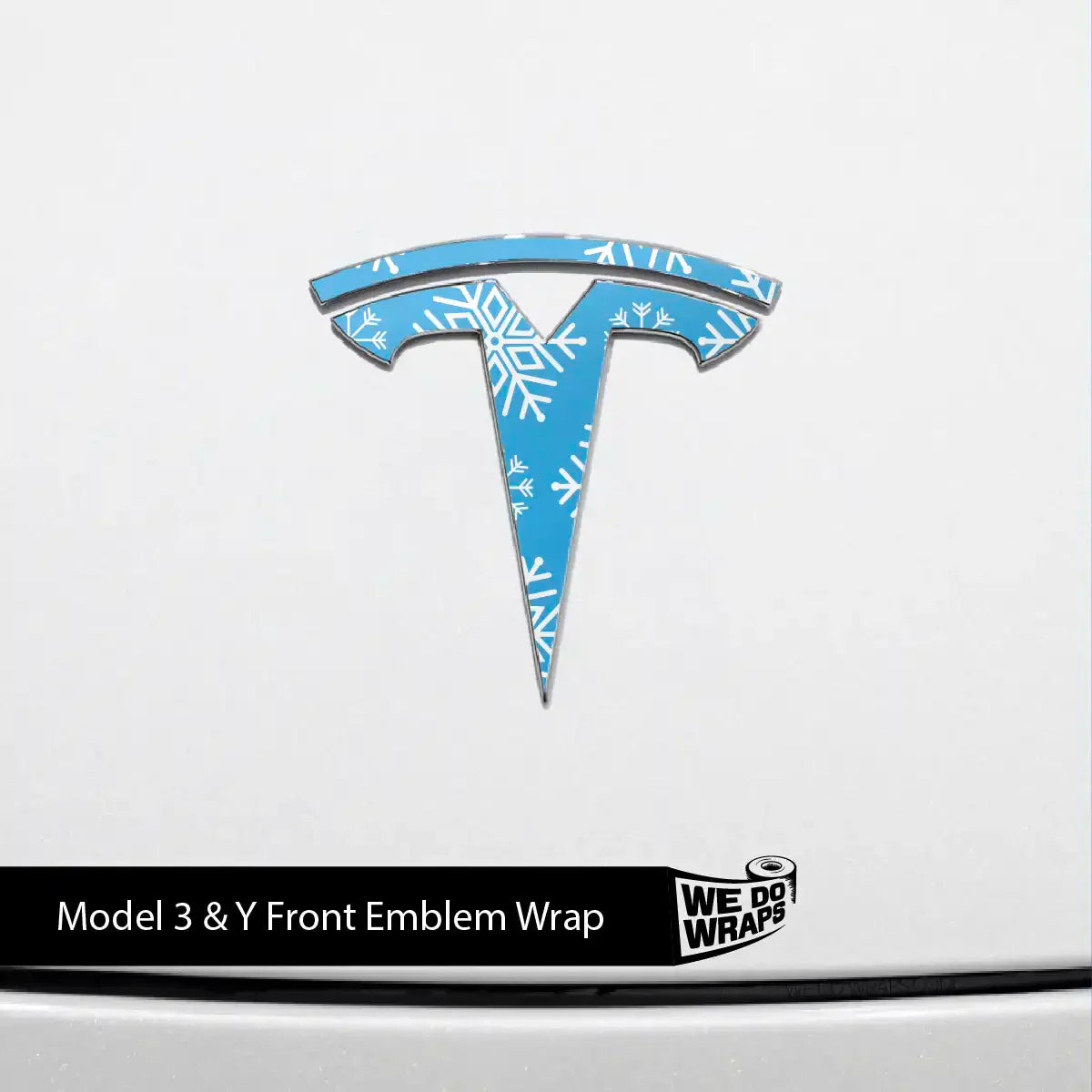 Snowflake Tesla Emblem Decals (Front + Back Emblem Decals) | Model Y