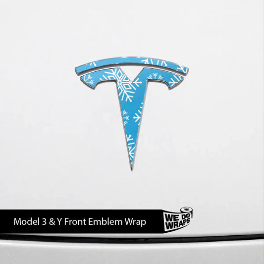 Snowflake Tesla Emblem Decals (Front + Back Emblem Decals) | Model Y