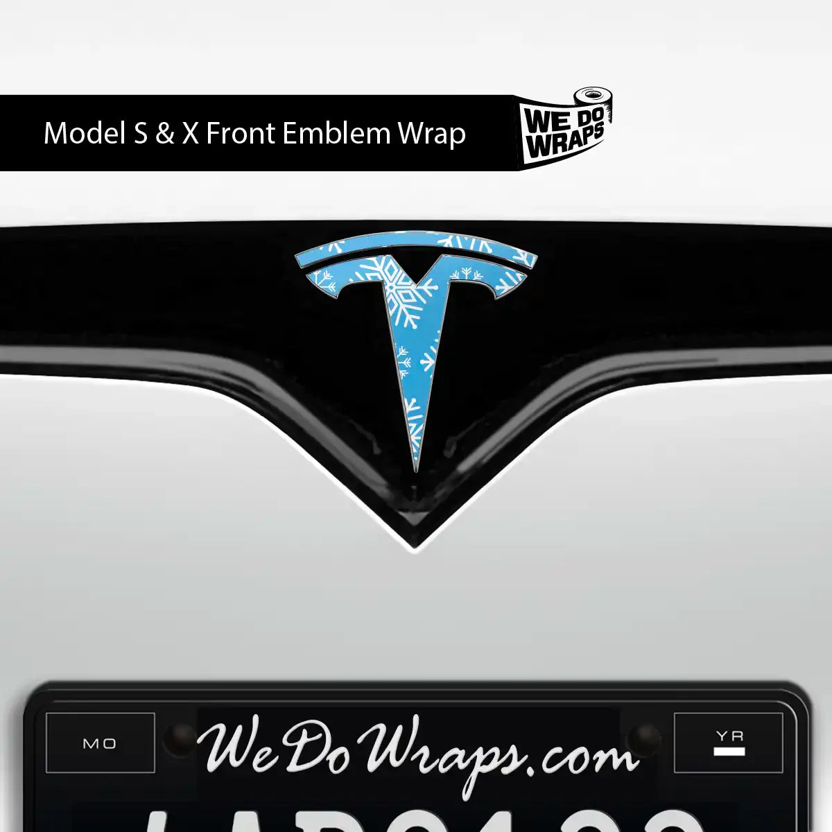 Snowflake Tesla Emblem Decals (Front + Back Emblem Decals) | Model S