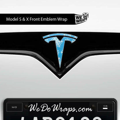Snowflake Tesla Emblem Decals (Front + Back Emblem Decals) | Model S