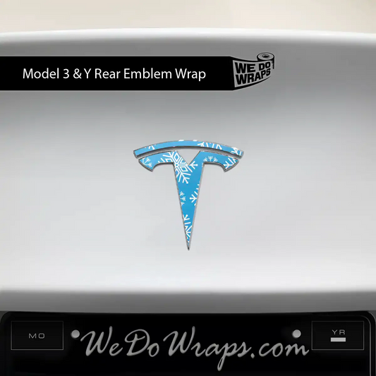 Snowflake Tesla Emblem Decals (Front + Back Emblem Decals) | Model Y
