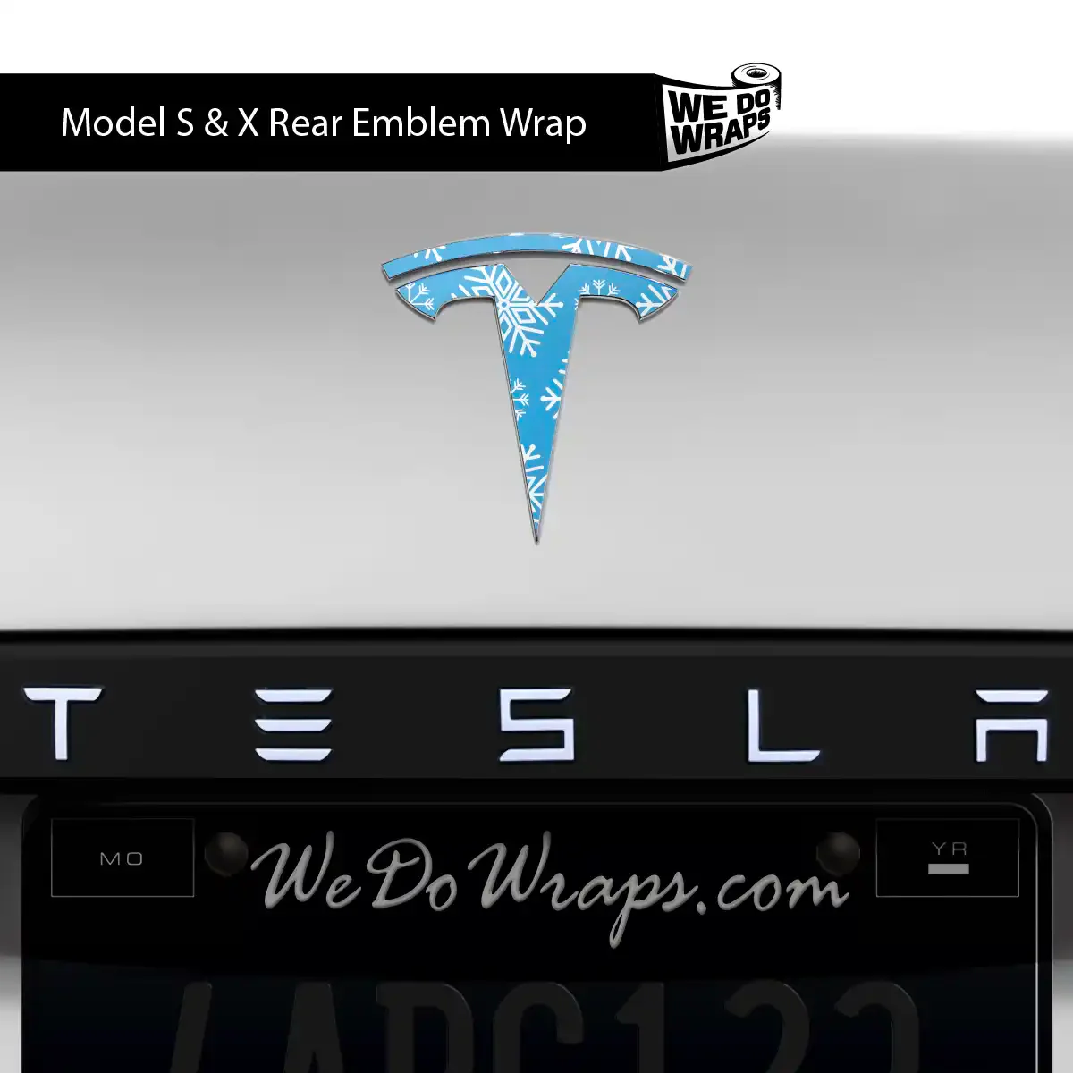 Snowflake Tesla Emblem Decals (Front + Back Emblem Decals) | Model S