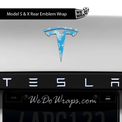 Snowflake Tesla Emblem Decals (Front + Back Emblem Decals) | Model S
