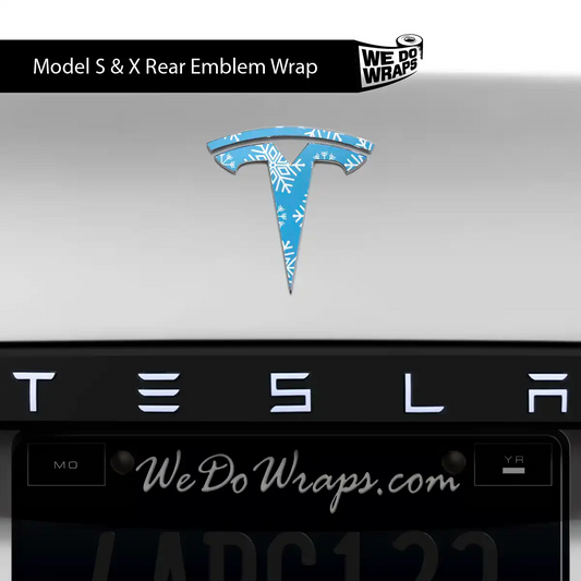 Snowflake Tesla Emblem Decals (Front + Back Emblem Decals) | Model S