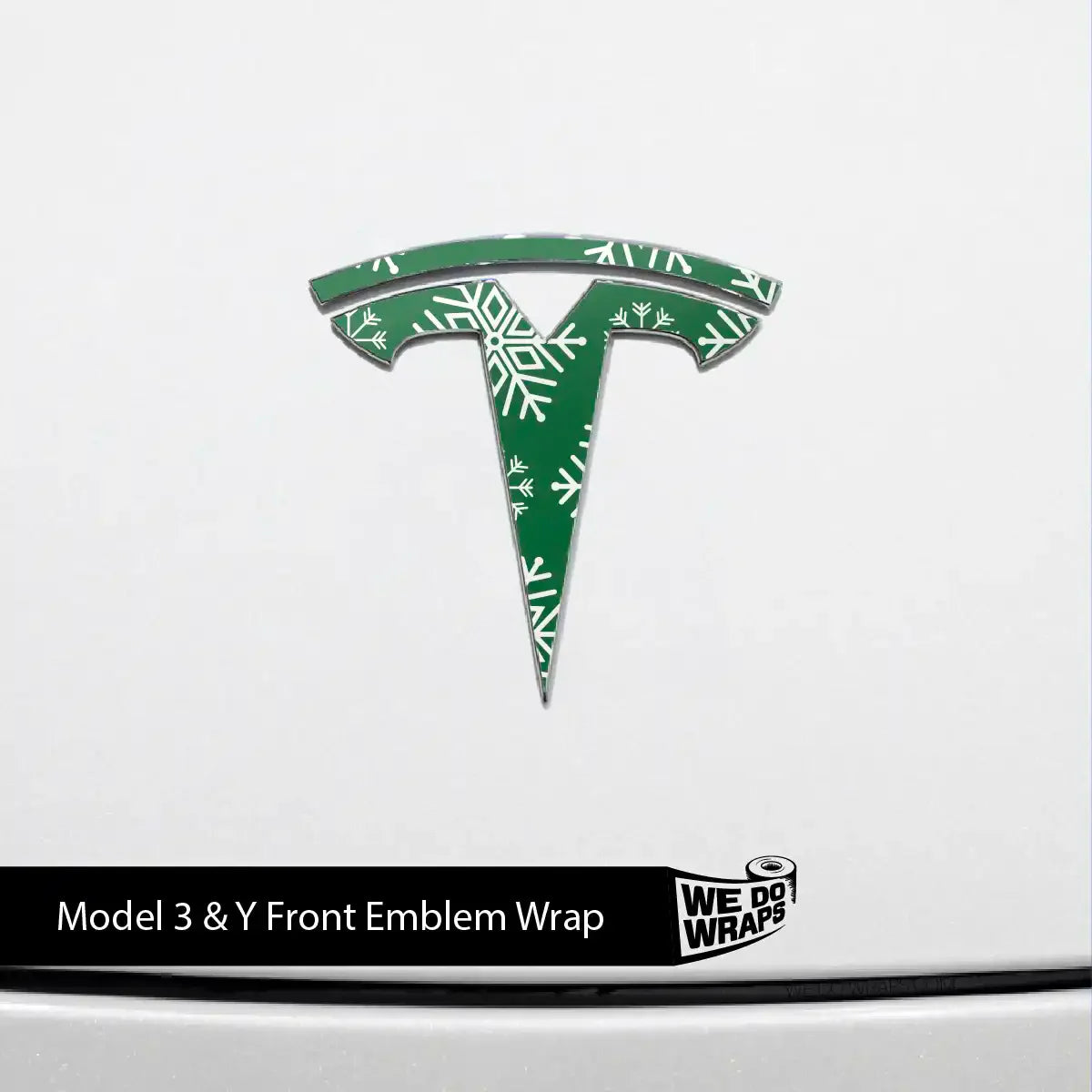 Snowflake Tesla Emblem Decals (Front + Back Emblem Decals) | Model Y