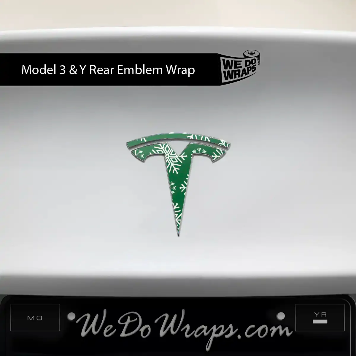 Snowflake Tesla Emblem Decals (Front + Back Emblem Decals) | Model Y