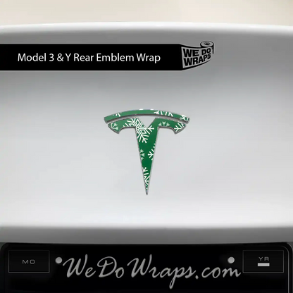 Snowflake Tesla Emblem Decals (Front + Back Emblem Decals) | Model Y