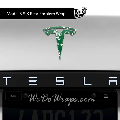 Snowflake Tesla Emblem Decals (Front + Back Emblem Decals) | Model S