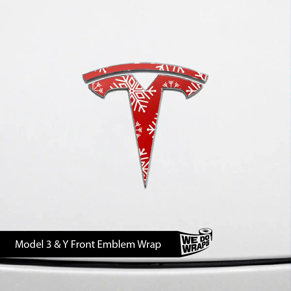 Snowflake Tesla Emblem Decals (Front + Back Emblem Decals) | Model Y
