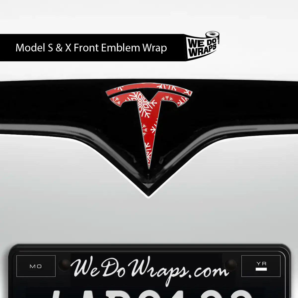 Snowflake Tesla Emblem Decals (Front + Back Emblem Decals) | Model S