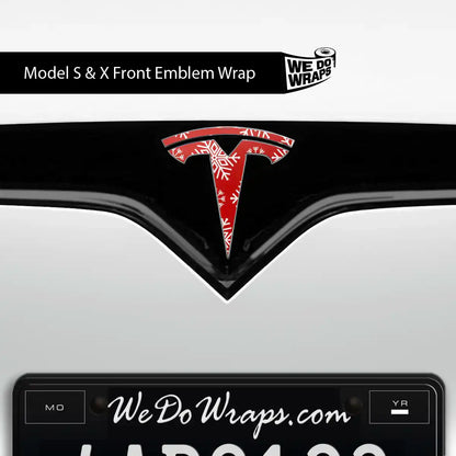 Snowflake Tesla Emblem Decals (Front + Back Emblem Decals) | Model S