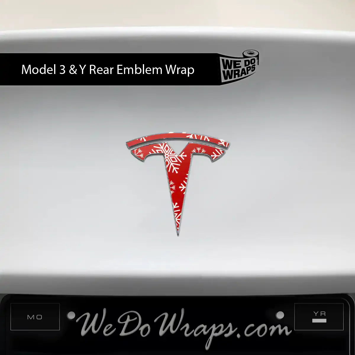 Snowflake Tesla Emblem Decals (Front + Back Emblem Decals) | Model Y