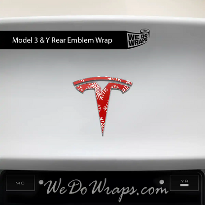 Snowflake Tesla Emblem Decals (Front + Back Emblem Decals) | Model Y