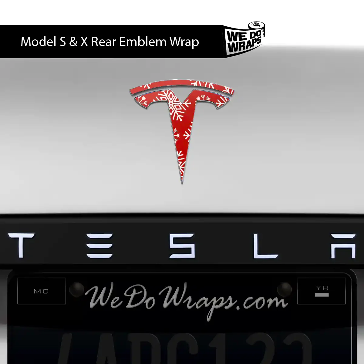 Snowflake Tesla Emblem Decals (Front + Back Emblem Decals) | Model S