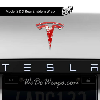 Snowflake Tesla Emblem Decals (Front + Back Emblem Decals) | Model S
